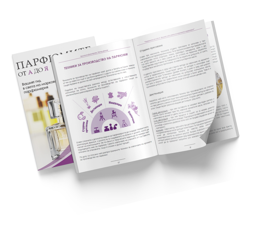 An open page of the e-book Perfumes from A to Z