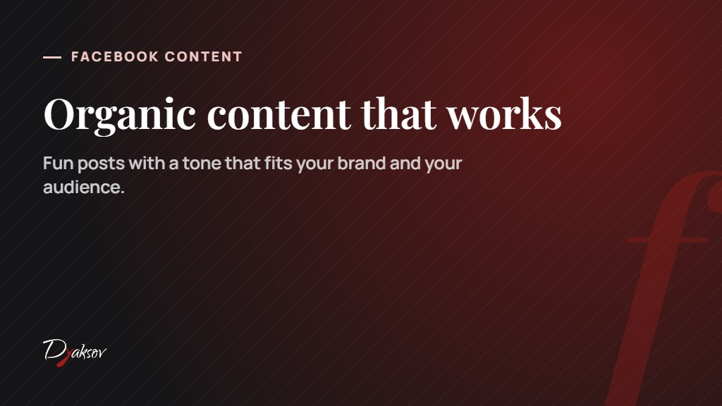 Facebook content for an online store