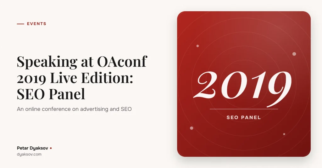 Speaking at OAconf 2019 Live Edition: SEO Panel